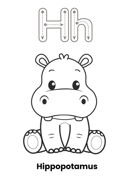 Printable ABC Coloring Pages - A to Z Animal Alphabet Coloring Book for Kids |